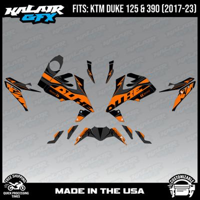 Graphics kit for KTM Duke 125, Duke 390 (2017-2023) Scalper Series-Orange Shift