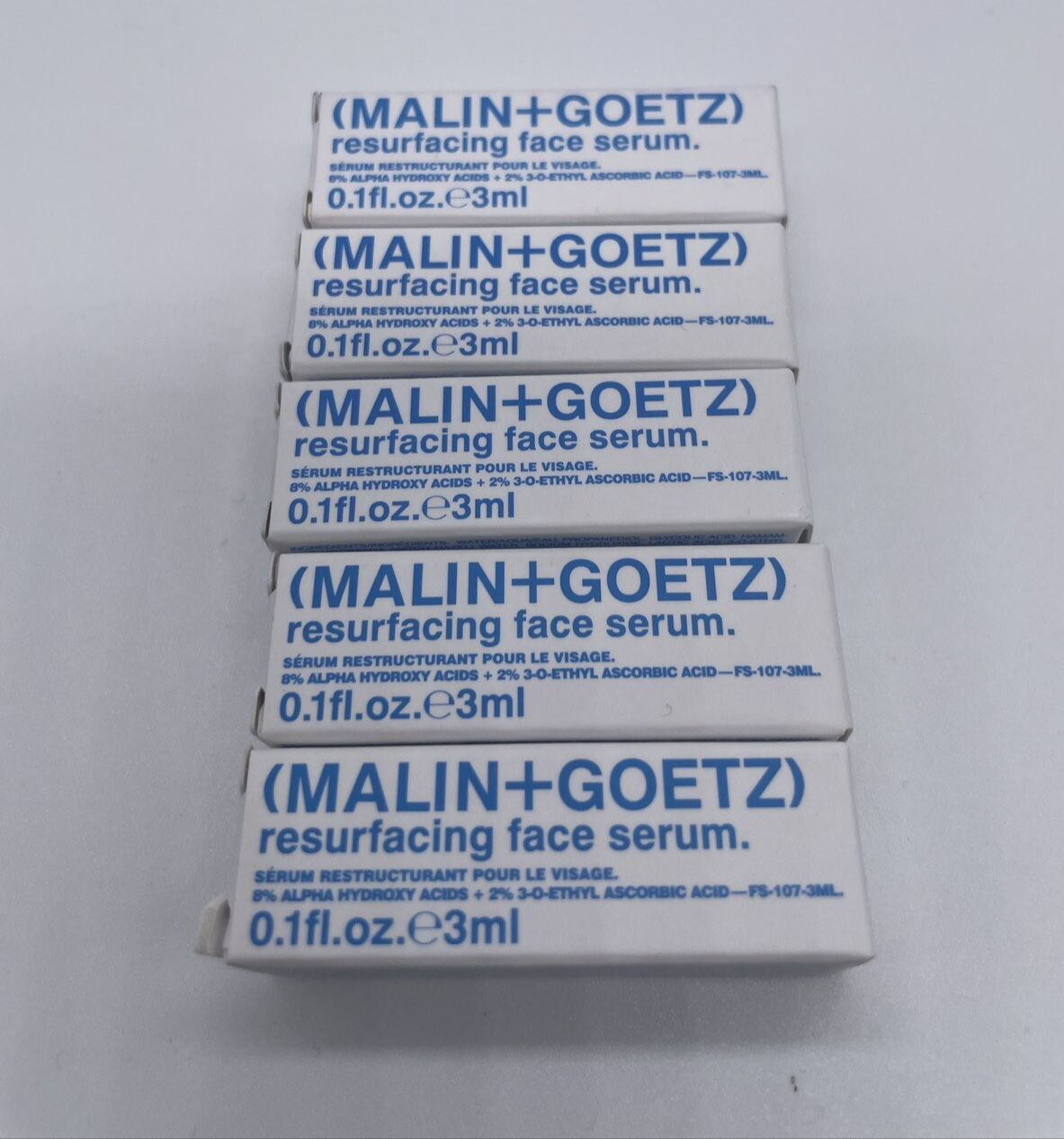 MALIN+GOETZ Resurfacing Face Facial Serum 3ml X5 Boxed Travel Size Handbag