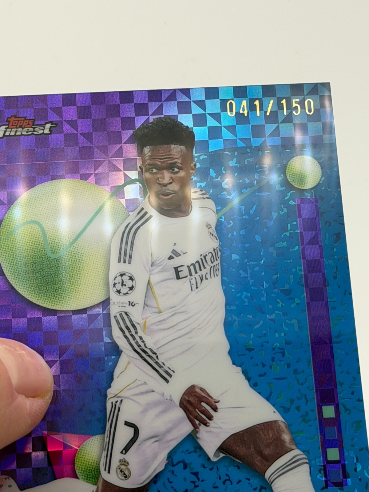 2025-26 Topps Finest UEFA Vinicius Jr Blue Checkerboard /150 Real Madrid #185 view 2