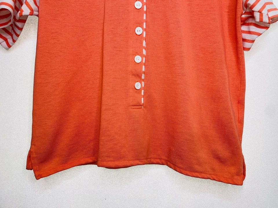 Camiseta Top Bobbie Brooks Para Mujer Mediana De Colección Groovy Botón Naranja Manga Corta Foto 4 de 4