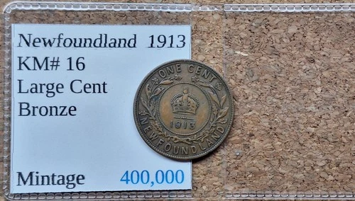 1913 Newfoundland Large Cent — photo from another recent sale
