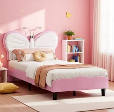 Letto Singolo 90x200 Design Farfalla Rosa Cameretta Bambine Letto Moderno