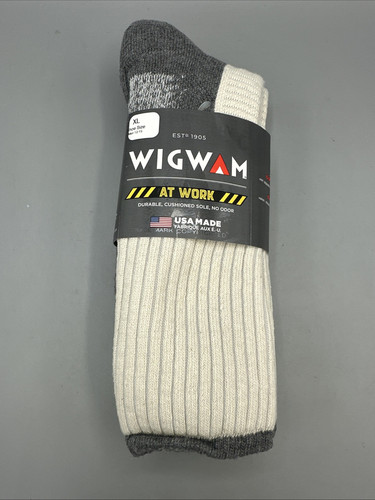 Wigwam At Work DuraSole Pro Crew Socks, Wigwam S1349 Men's 2 Pack, USA White XL