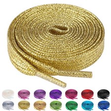 Olukssck 2 Pairs Flat Glitter Shiny Metallic Shoe Laces, Colorful Sequin Shoe...