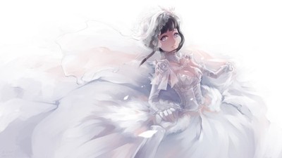 Anime naruto shippuden girls brides wedding dress simple Custom Gaming Mat Desk