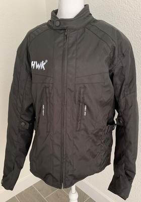 HWK Black Motorcycle Jacket 4XL Quilted Lining Water-Resistant Adjustable Straps