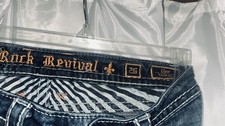 Rock Revival Womens Dee Skinny Jeans 26 Blue Fleur De Lis