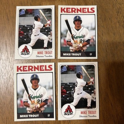 2010 Mike Trout RC (4) CARD LOT CEDAR RAPIDS KERNELS Travelers Angels ACEO  