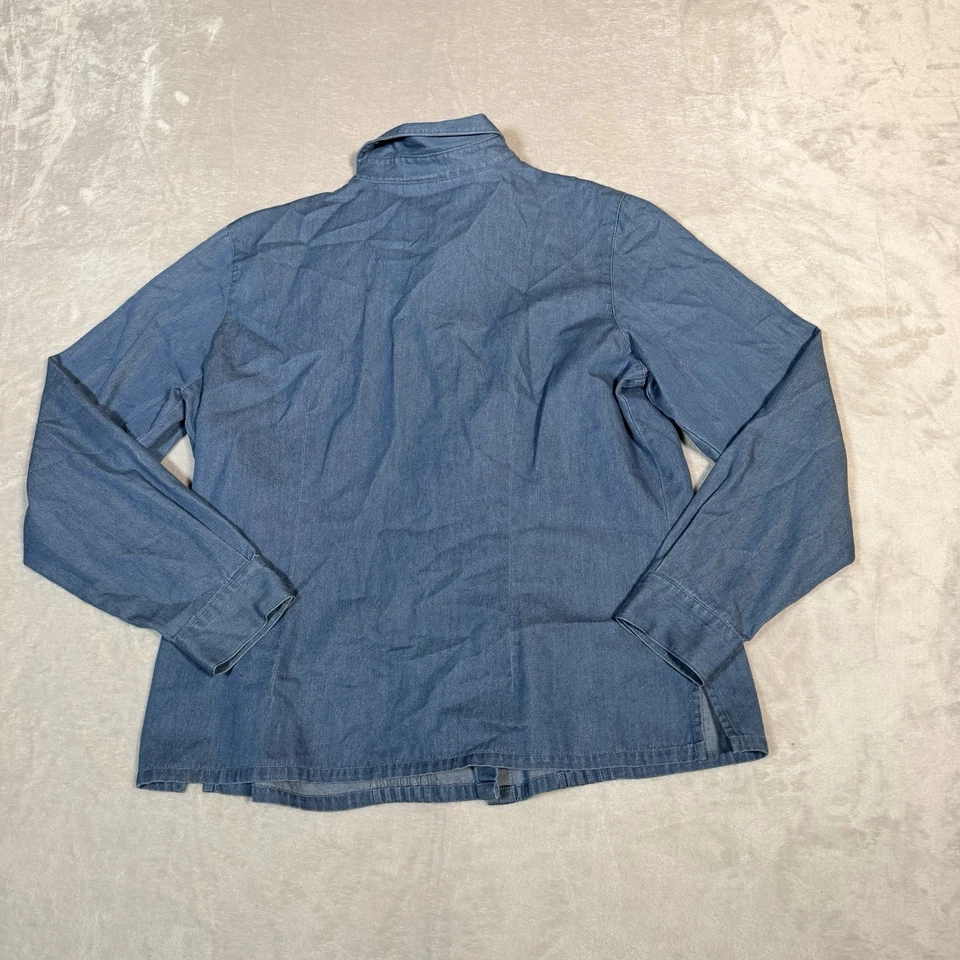 Camisa Talbots Mujer Grande Azul Abotonada Denim Cambray Pintuck Manga Larga Foto 4 de 4