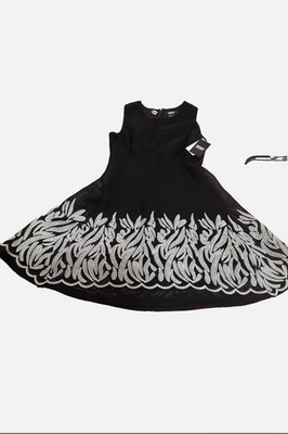 DKNY WOMENS BLACK/WHITE MESH DRESS SIZE 12