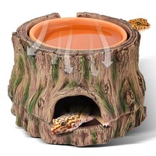 3 in 1 Reptile Hide Cave,Lizard Humid Hideout with Detachable Small, brown