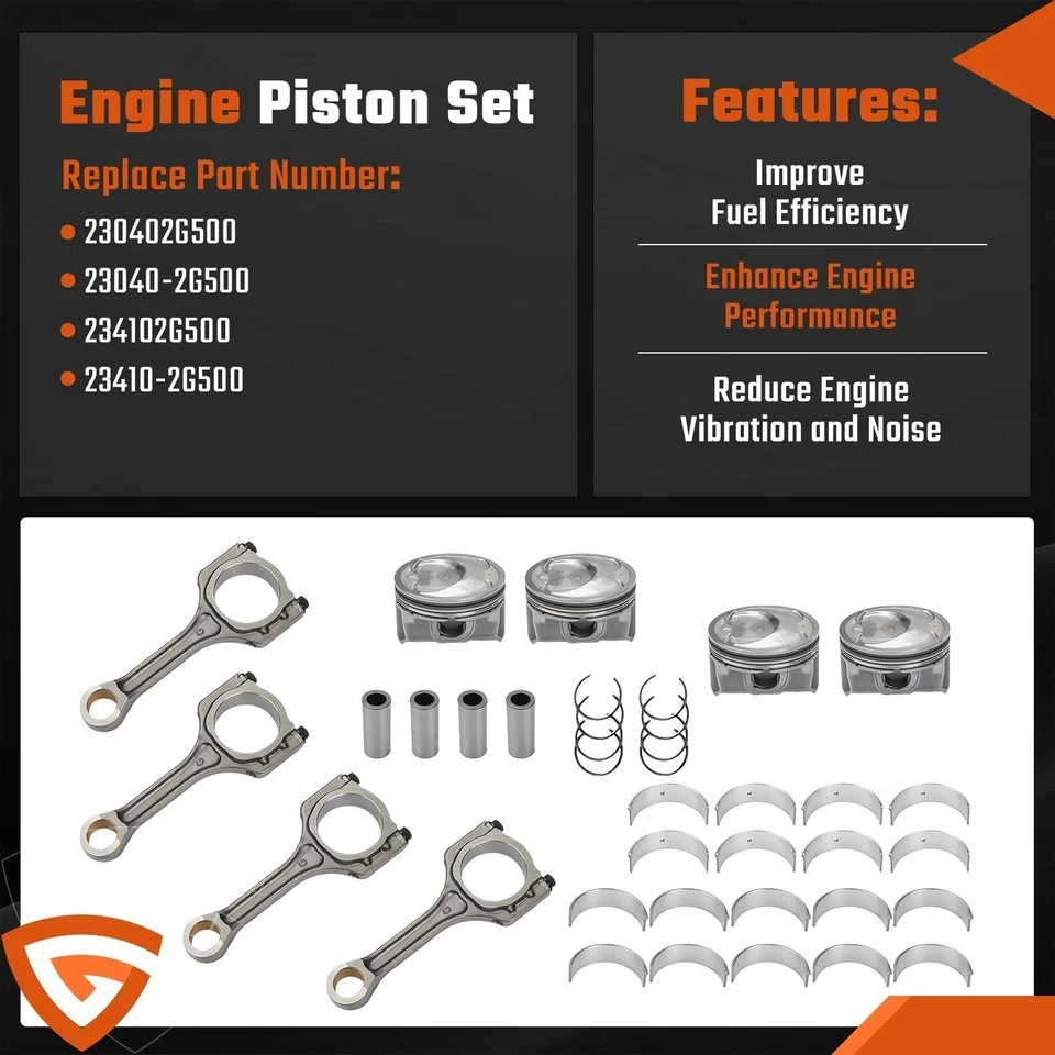 Kit de pistón de revisión de motor G4KJ 2,4 L para HYUNDAI KIA Sorento Tucson NUEVO Foto 2 de 4
