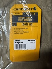 New Carhartt Men's Loose Fit Canvas Utility Work Pant 36x32 Regular BN0151-M