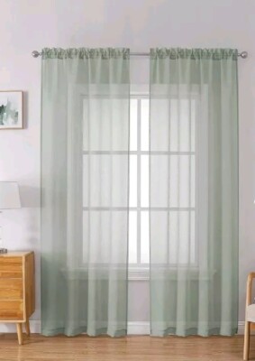 Sage Green Sheer Curtains 84'' Length 40'' Wide 2 Panels Set