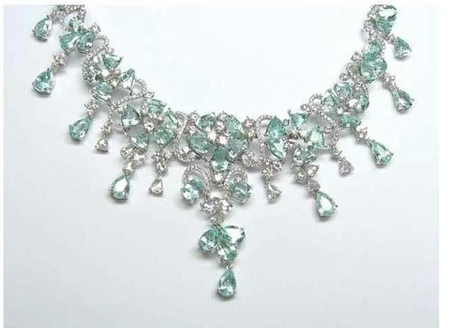 $155000 RARE ESTATE WINSTON STYLE 18KT PARAIBA TOURMALINE DIAMOND 90CT NECKLACE!