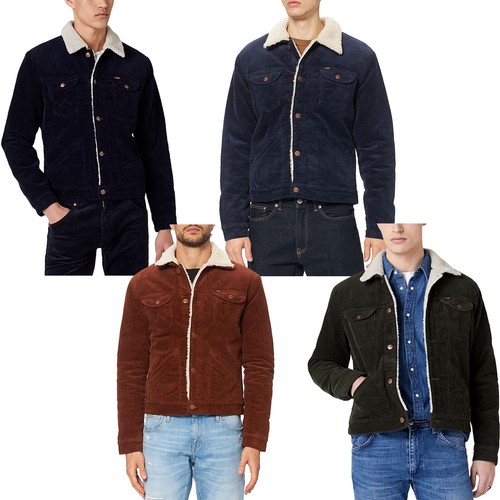 WRANGLER Da Uomo icone 124MJ retrol Casual Sherpa Foderato in Velluto a  Coste Giacca Cappotto | eBay
