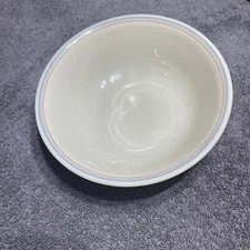 Corelle English Breakfast Cereal Soup Bowls Blue & Pink Stripes 6 1/4"