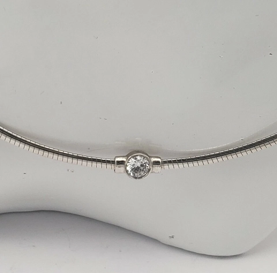 COLLAR DISEÑADOR MILOR ITALIA PLATA ESTERLINA Y CIRCONITA TRANSPARENTE Foto 3 de 3