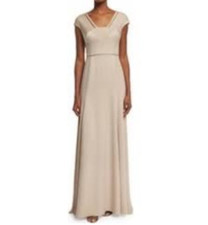 NWT KAY UNGER Mother Of Bride/Groom Crepe Satin A-line Gown Silver Lace Inserts