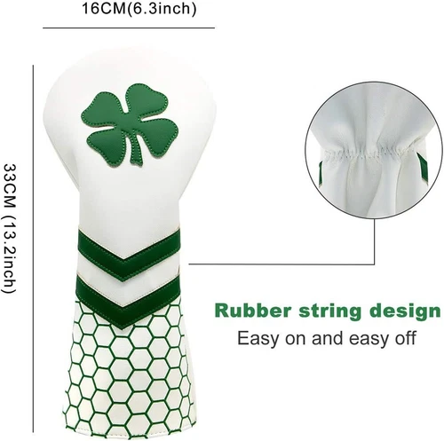 New 4 Leaf Clover Golf Club Head Covers 135 Driver Fairway Wood Hybrid Headcover - Bild 4 von 19