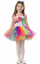 Dress-Up-America Lollipop Dress Costume - Candyland Tutu Dress Up for Girls