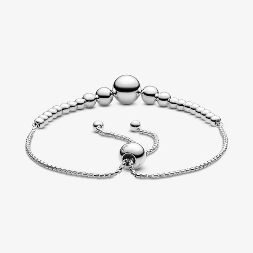 New Genuine Authentic Pandora Silver String of Beads Slider Bracelet 597749-S2 - Picture 2 of 12