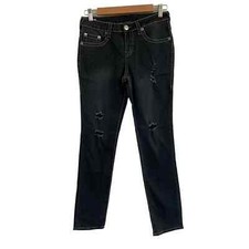 True Religion Girls Rocco Relaxed Skinny Jeans Distressed Black Size 14 Girls