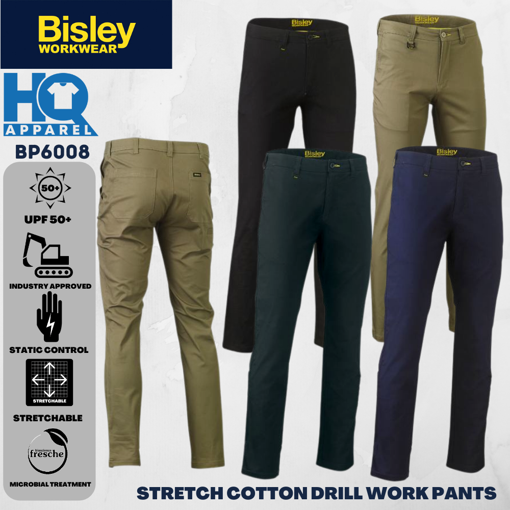 bisley stretch cotton drill work pants