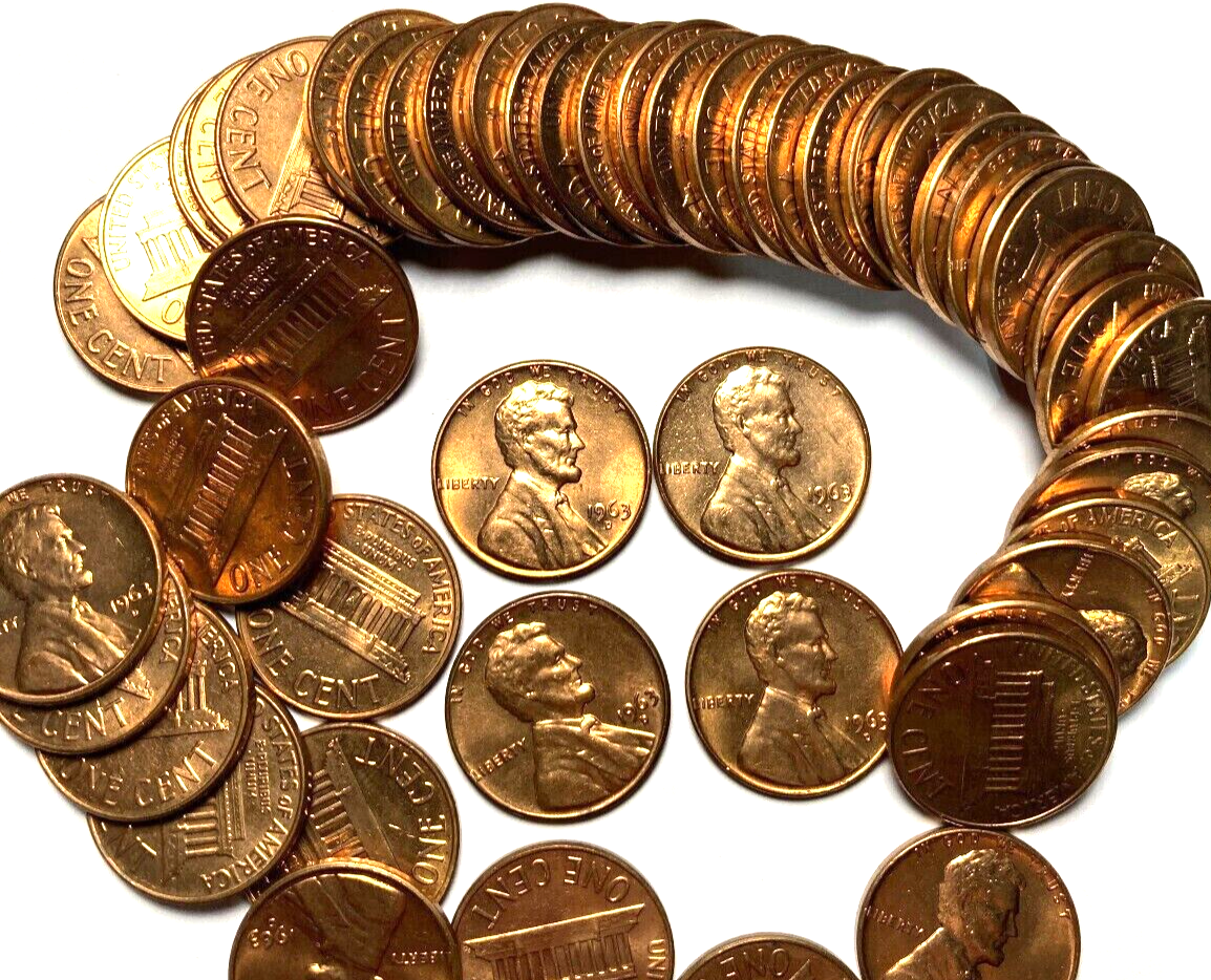 ✓ 1963 D BU Lincoln Memorial UNCIRCULATED Shiny Red From OBW Mint