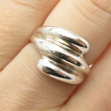 925 Sterling Silver Vintage Ribbed Ring Size 7