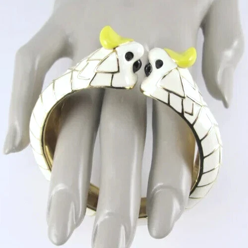 Bracciale RARO nuovo senza etichette Kate Spade Kissing Cacatua smalto bianco da collezione