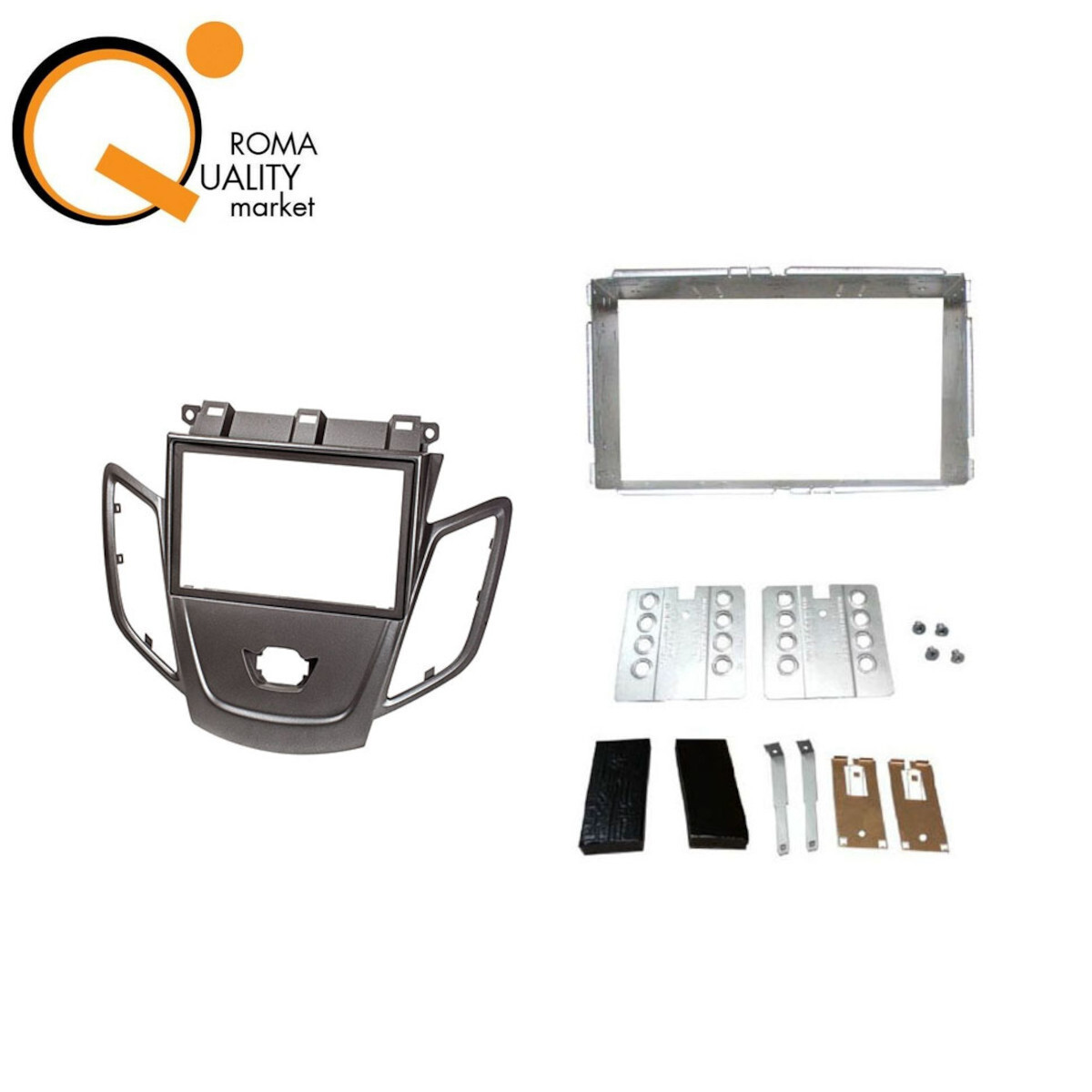 Kit 2 DIN Ford Fiesta VI Metal Silver - Fissaggio Autoradio Senza Cupola