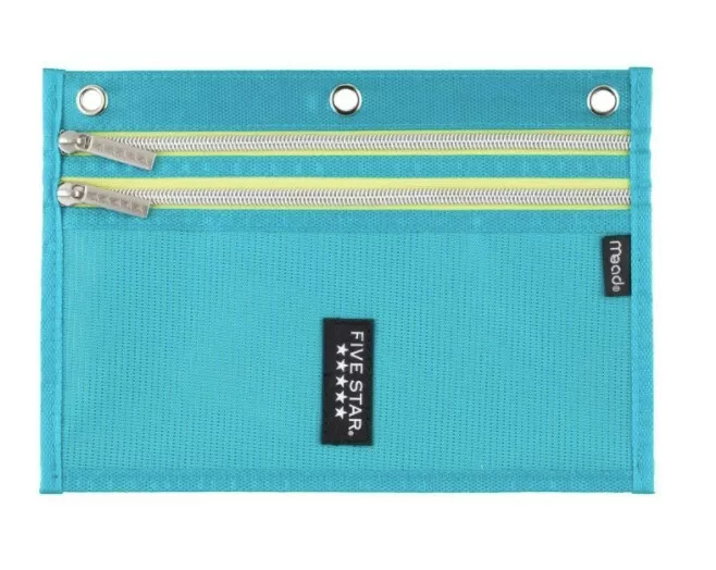 Five Star Double Zipper Binder Pencil Pouch - Blue/Green