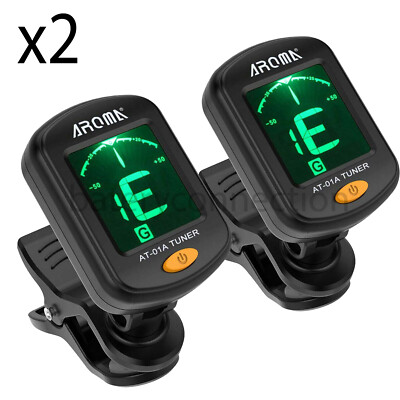 2Pcs Digital Chromatic LCD Clip-On Electric Tuner for Guitar Bass Ukulele Violin
