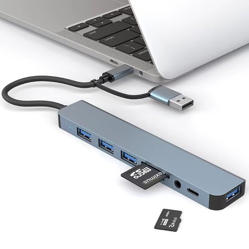 USB3.0/USB-C zu Acht-Port HUB Multiport Adapter 3.5MM Audio Interface - Afbeelding 5 van 5