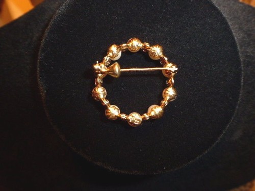 Vintage 14Kt Gelbgold, Zuchtperlen und Diamant Kreis Pin, Erstbesitz - Bild 3 von 5