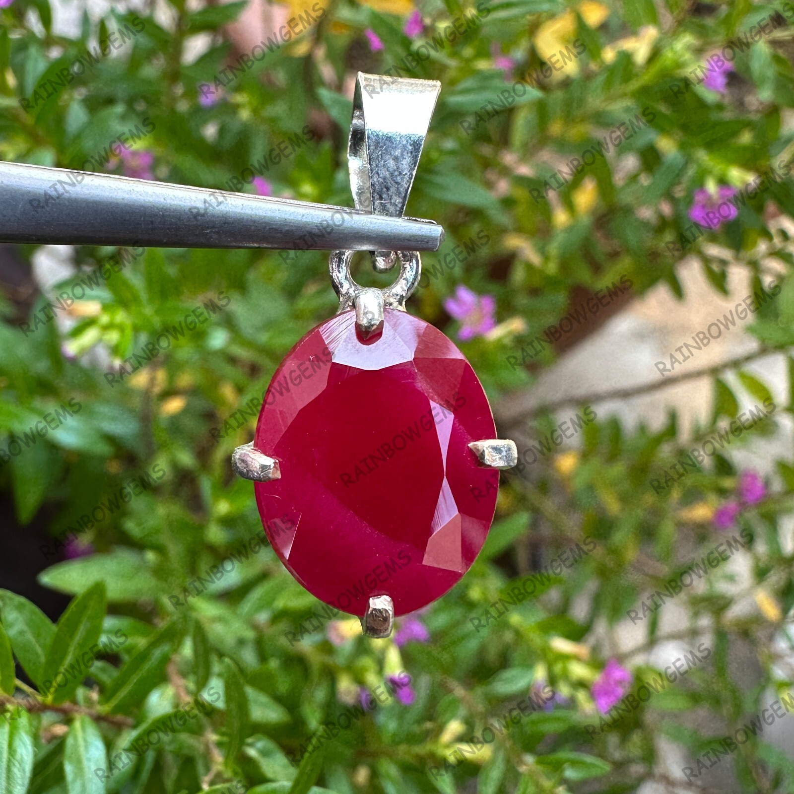 17.85 CT Natural Red Ruby Pendant in 925 Sterling Silver Handcrafted Jewelry