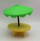 Fisher Price Little People Vintage UMBRELLA TABLE Swimming Pool Patio Green Yell