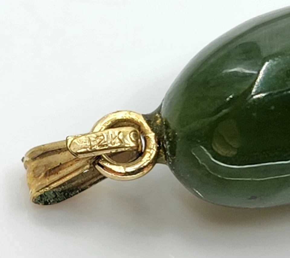 PINGENTE AMULETO CHIFRE ITALIANO VINTAGE 12K G.F JADE CORNICELLO/CORNO PORTAFORTUNA - Imagem 3 de 4