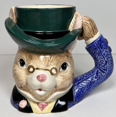 Fitz And Floyd Omnibus 1993 Grandpa Rabbit Mug 5 1/2" H VGC Fast Ship
