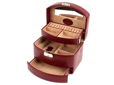 WINDROSE Merino Moda Jewellery Box Automatic Schmuckschatulle Red Neu