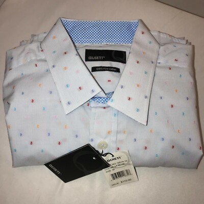 Quieti Men's Long Sleeve Shirt Size M QF19-10 Soft Print Fine Cotton NEW $110+