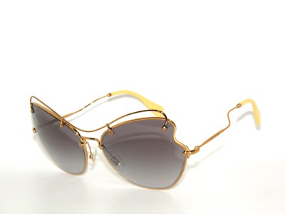 Miu Miu MU56RS Brown Gold Sunglasses Authentic Miu Miu MU56RS ZVN3D0 61 Sunglasses Pale Gold  main image 2