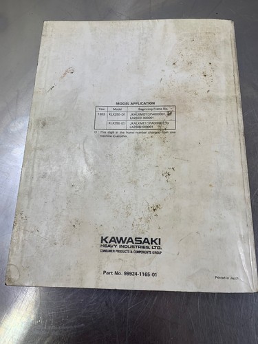 Manual de servicio de fábrica Kawasaki 1993 93KLX250R KLX250 KLX 250 R OEM genuino - Imagen 10 de 11