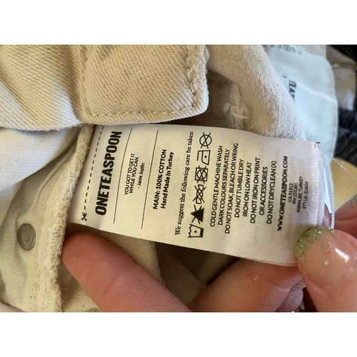 ONETEASPOON Cream Button Fly Denim Cut-off Shorts 24 - Picture 6 of 6