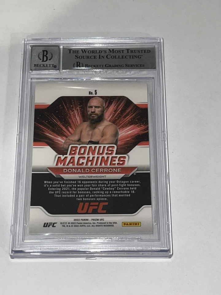 Donald Cerrone Signed UFC Panini Prizm Bonus Machine Card Slabbed Beckett BAS a - Image 2 of 2