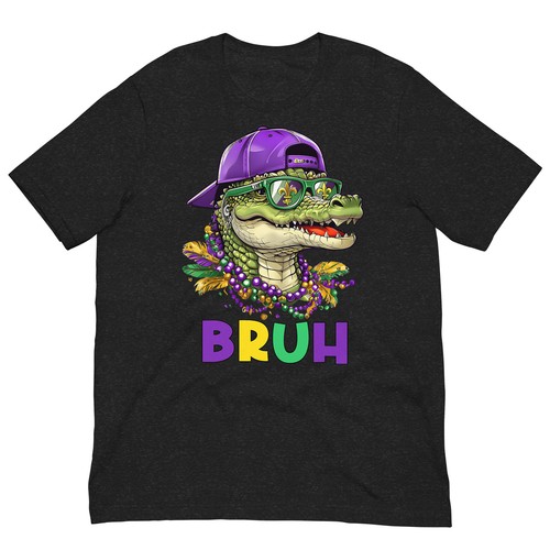 Mardigator Alligator Bruh Mardi Gras Costume Teens Boys Kids T-Shirt - Picture 2 of 16