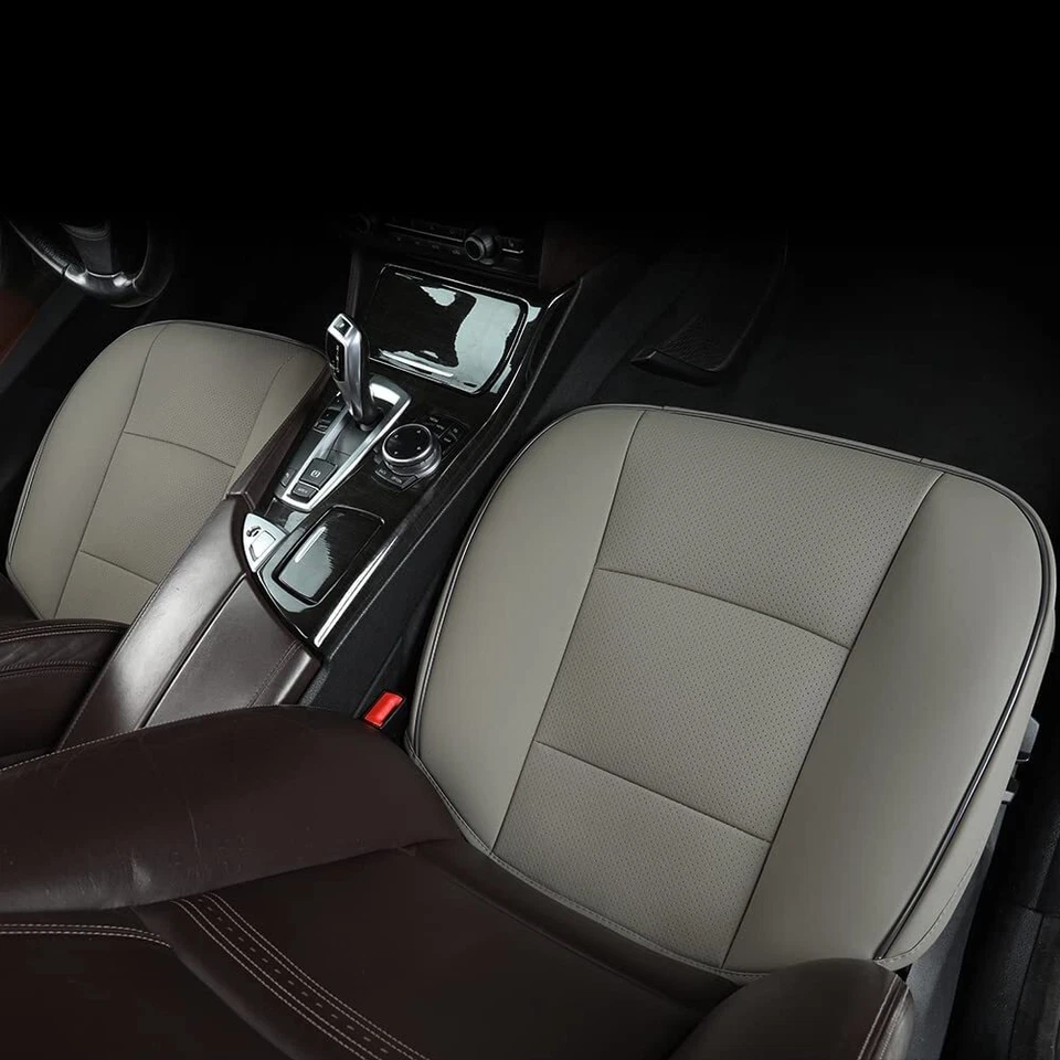 2PCS Car Front Seat Cover PU Leather Pad Breathable Mat Cushion Full Surround - Image 3 of 4