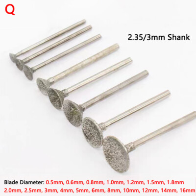 0.5mm-16mm Diamond Grinding Head Burr Bits Shank 2.35/3mm For Dremel Rotary Tool