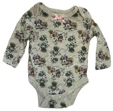 Disney Baby Girls 3 Months Gray Long Sleeve Minnie Mouse Bodysuit